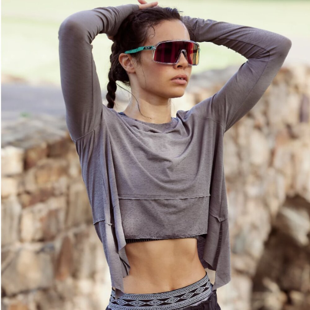 Free People Tempo Long-Sleeve Shirt Gun Metal Size Small NWT